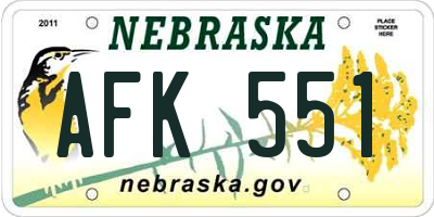 NE license plate AFK551