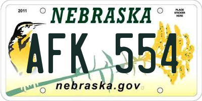 NE license plate AFK554