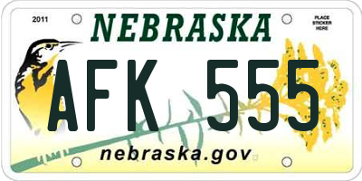NE license plate AFK555
