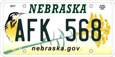 NE license plate AFK568