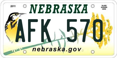 NE license plate AFK570