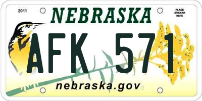 NE license plate AFK571
