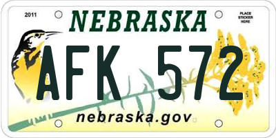 NE license plate AFK572