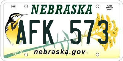 NE license plate AFK573