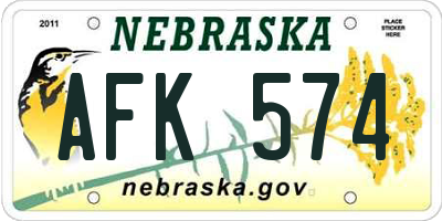 NE license plate AFK574