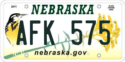 NE license plate AFK575