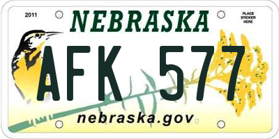 NE license plate AFK577