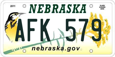 NE license plate AFK579
