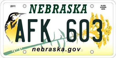 NE license plate AFK603