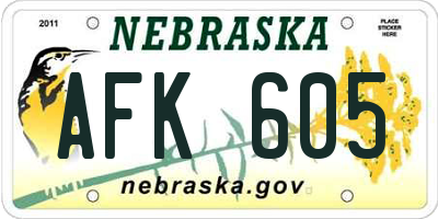 NE license plate AFK605