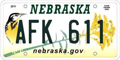 NE license plate AFK611