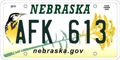 NE license plate AFK613