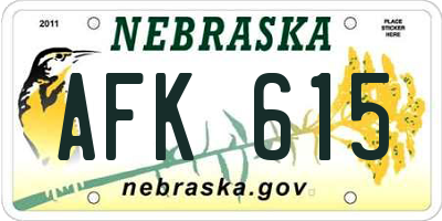 NE license plate AFK615