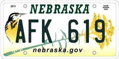 NE license plate AFK619