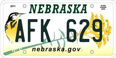 NE license plate AFK629
