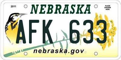 NE license plate AFK633
