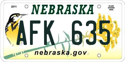 NE license plate AFK635