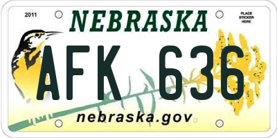 NE license plate AFK636