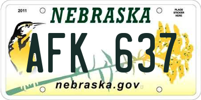 NE license plate AFK637