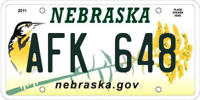 NE license plate AFK648