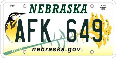 NE license plate AFK649
