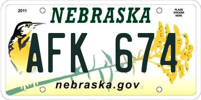 NE license plate AFK674