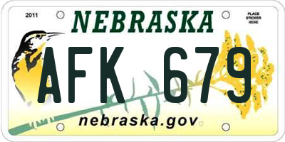 NE license plate AFK679