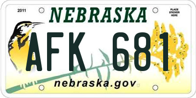 NE license plate AFK681