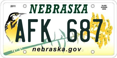 NE license plate AFK687