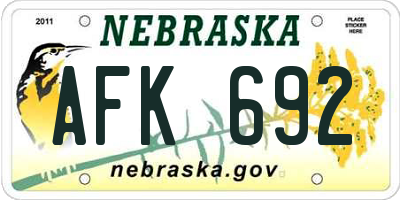 NE license plate AFK692