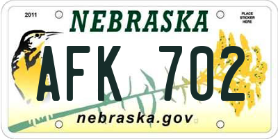 NE license plate AFK702