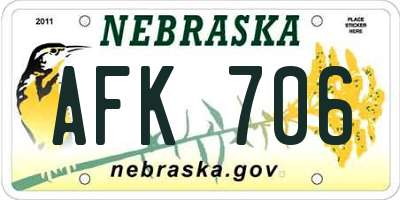 NE license plate AFK706