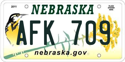 NE license plate AFK709