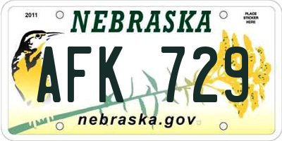NE license plate AFK729