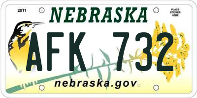 NE license plate AFK732