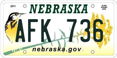 NE license plate AFK736