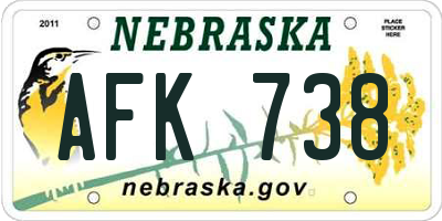 NE license plate AFK738