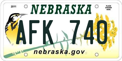 NE license plate AFK740