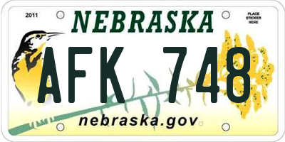 NE license plate AFK748