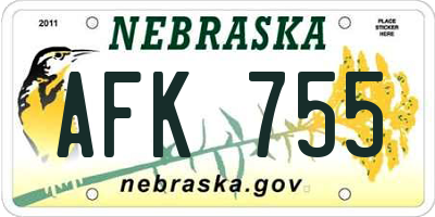 NE license plate AFK755