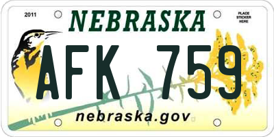 NE license plate AFK759