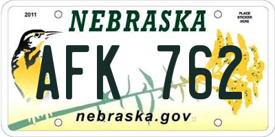 NE license plate AFK762