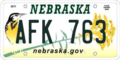 NE license plate AFK763