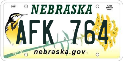 NE license plate AFK764