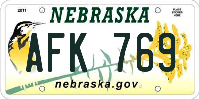 NE license plate AFK769