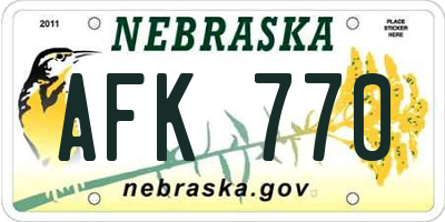 NE license plate AFK770