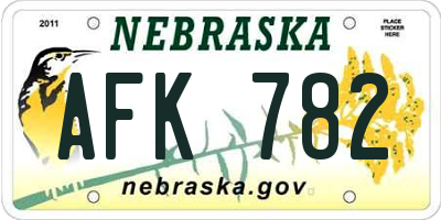 NE license plate AFK782