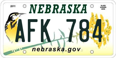 NE license plate AFK784