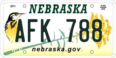 NE license plate AFK788