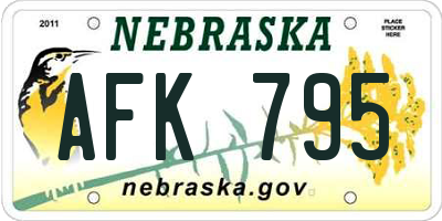 NE license plate AFK795